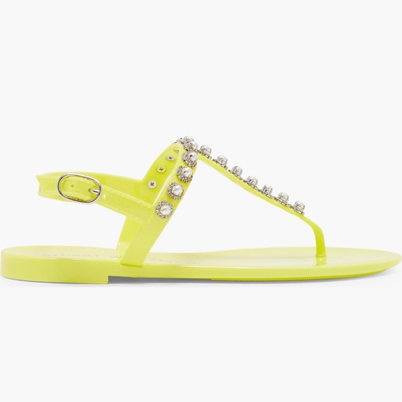 STUART WEITZMAN Neon Yellow Crystal Jelly Sandals - Picture 6 of 10